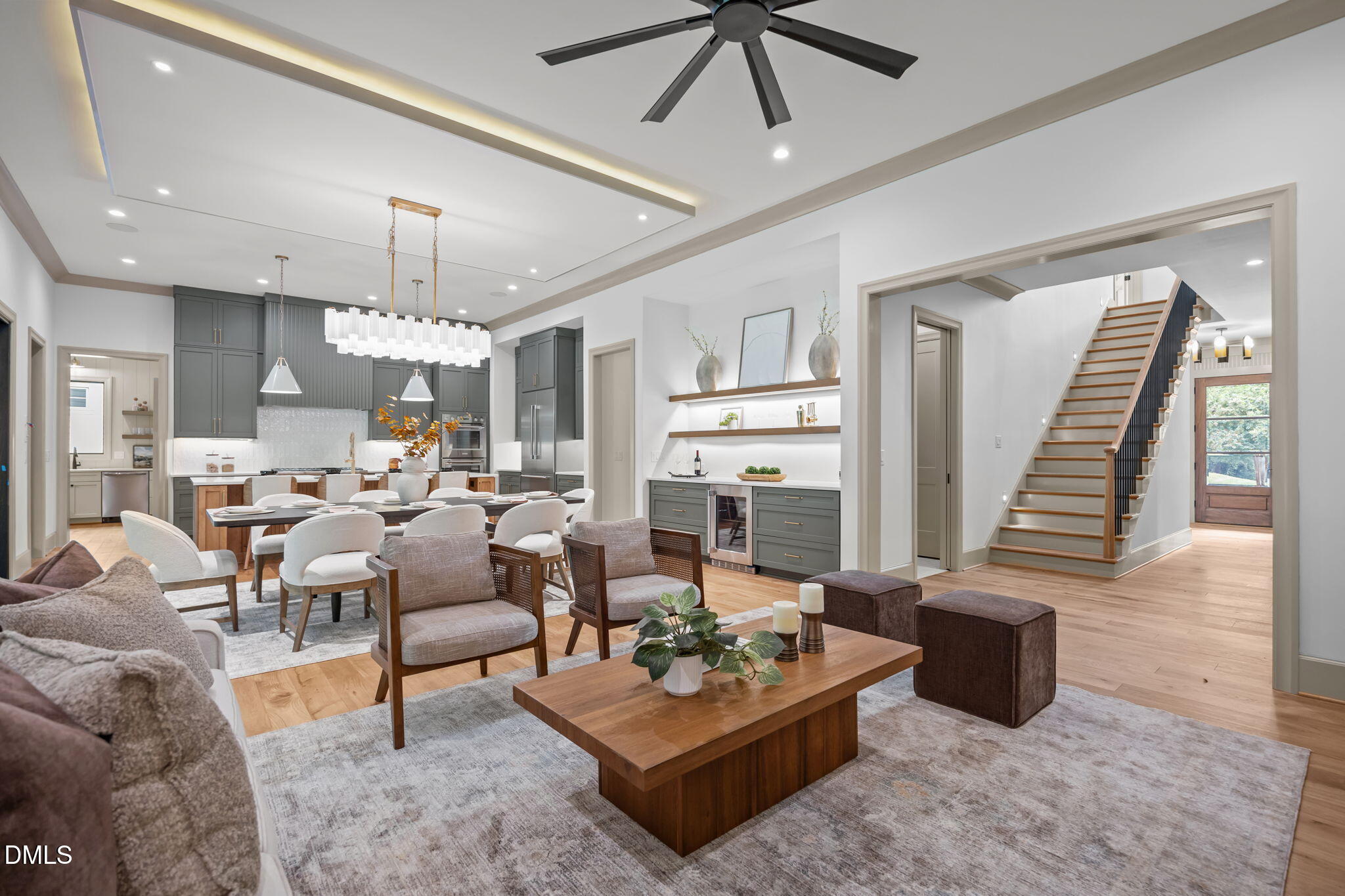 1116 Kimberly Drive Raleigh, NC 27609 - Photo 7 of 71 a living room with furniture kitchen view and a chandelier