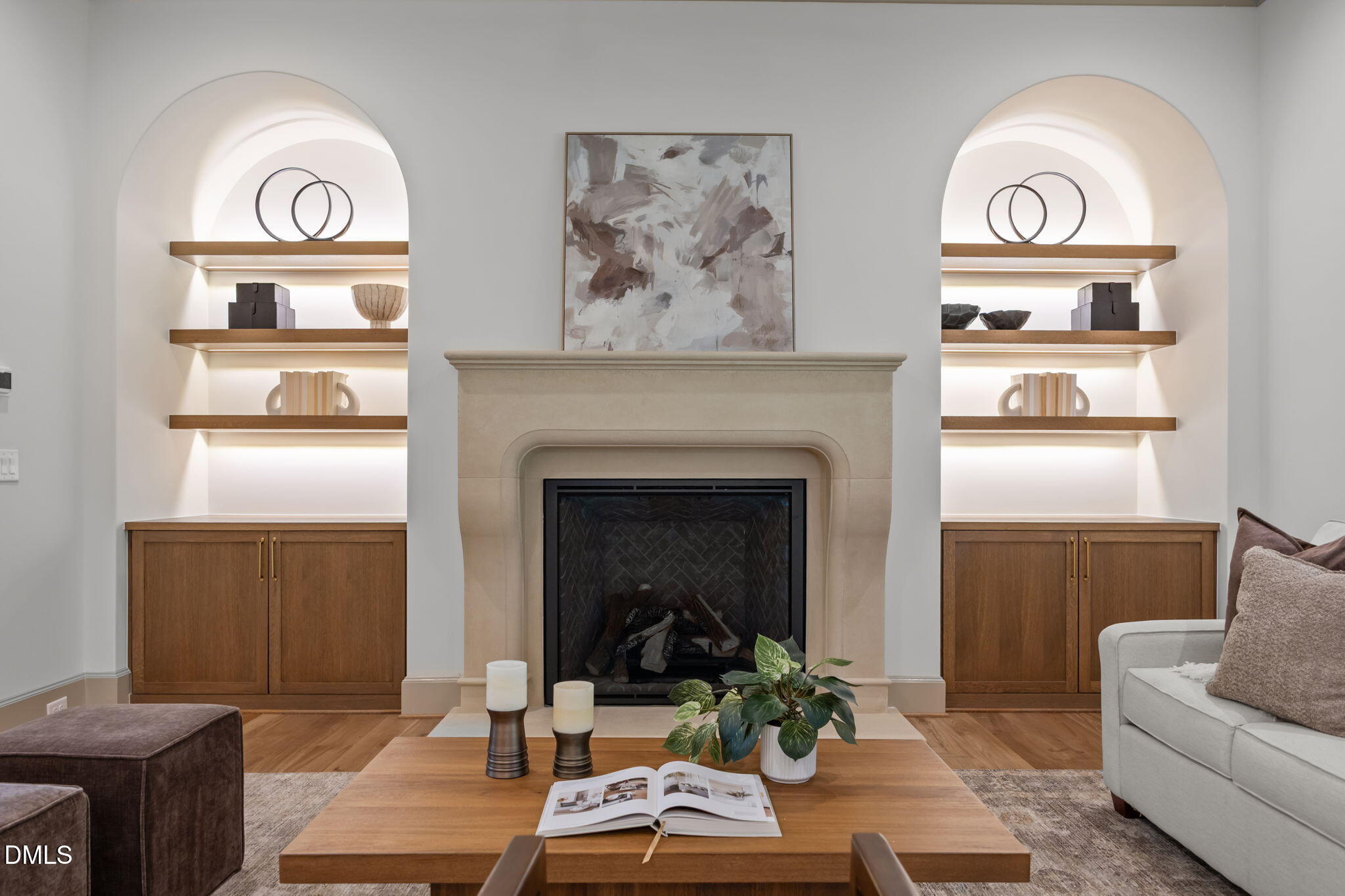 1116 Kimberly Drive Raleigh, NC 27609 - Photo 10 of 71 a living room with furniture and a fireplace