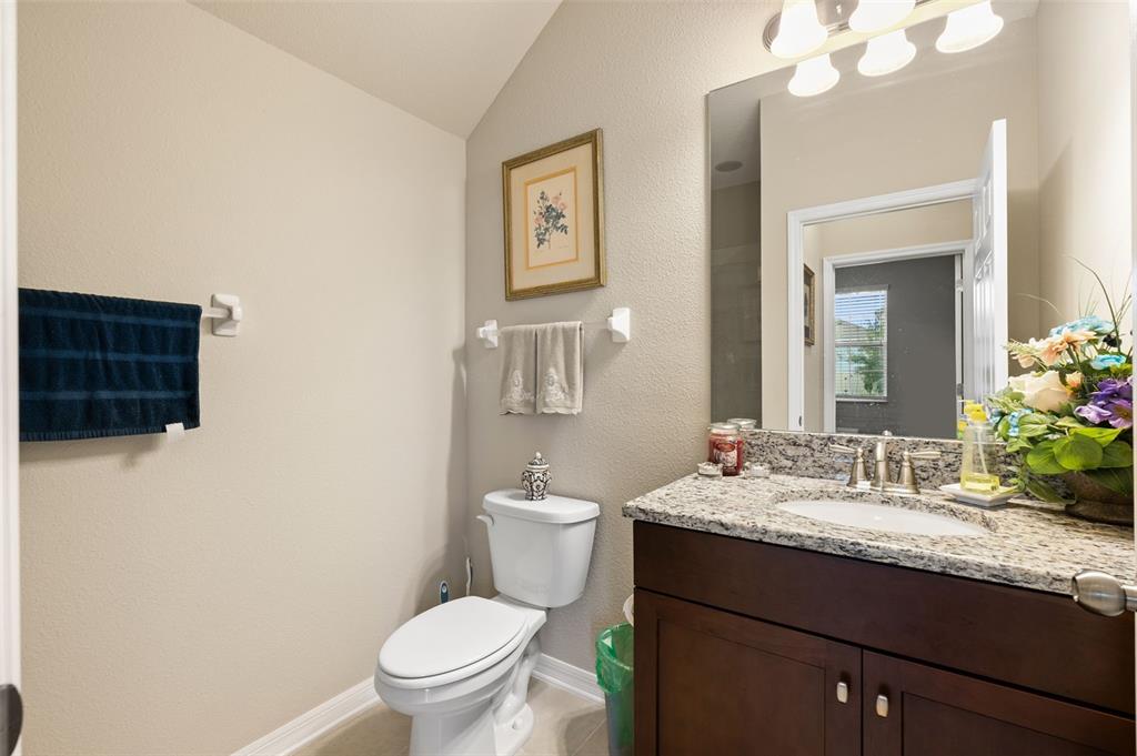 31046 Parrot Reef Court Wesley Chapel, FL 33545 - Photo 12 of 99 a bathroom with a granite countertop sink mirror vanity and toilet