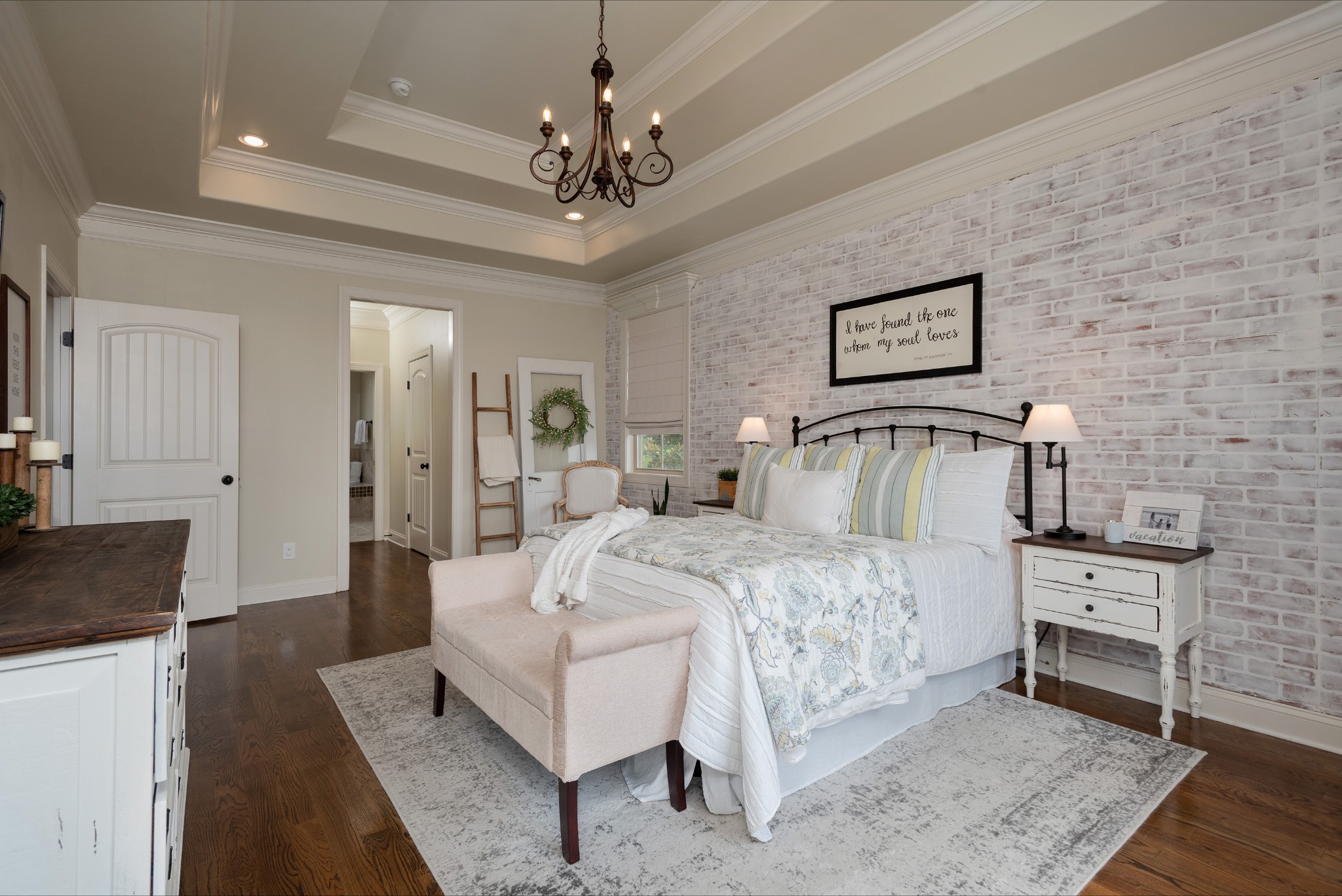 209 Ridgeview Preserve Drive Mount Juliet, TN 37122 - Photo 15 of 46 a spacious bedroom with a bed and a chandelier