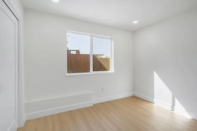 a view of an empty walk in closet
