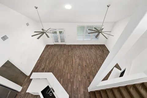 an empty room with windows