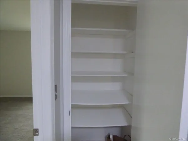 a view of walk in closet with empty racks