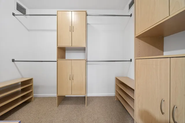 a view of small space with racks on the wall