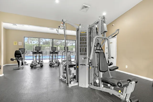 a view of a room with gym equipment