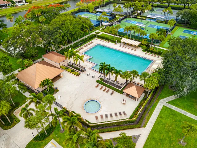 a view of swimming pool with a garden