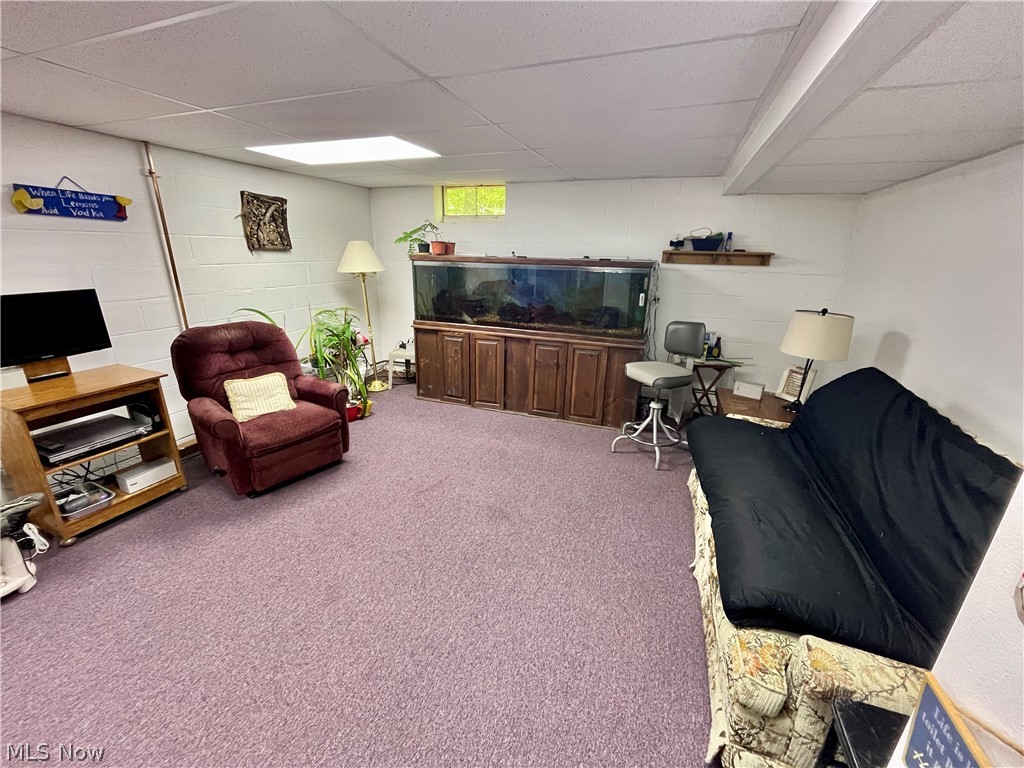 7220 Doty Road Madison, OH 44057 - Photo 42 of 50 Carpeted rec room with a paneled ceiling