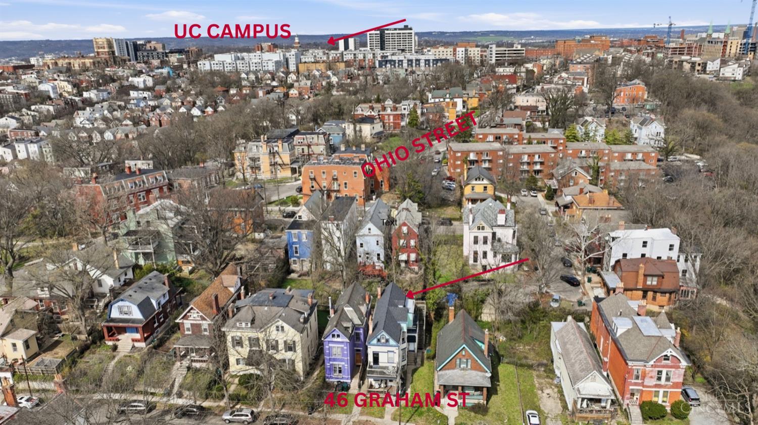 46 Graham Street Cincinnati, OH 45219 - Photo 2 of 22 A quick walk to UC's campus and all the shops, restaurants, bars on McMillan and Calhoun. Located on a deadend street off of Ohio. Bellevue Hill Park is a block away.