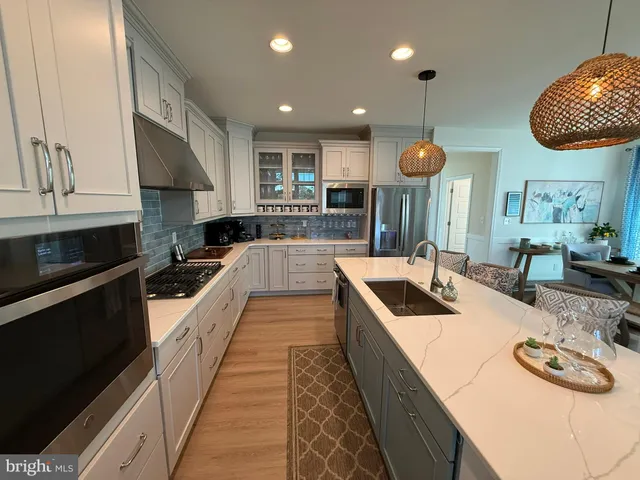 a large kitchen with lots of counter space