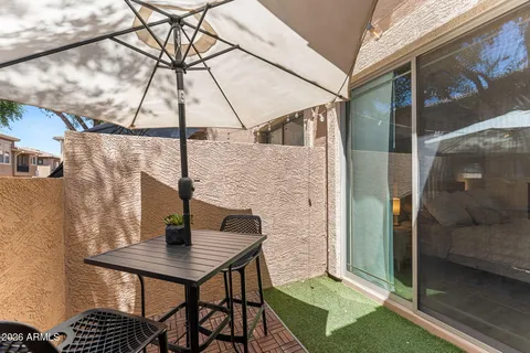 a balcony view with a outdoor space