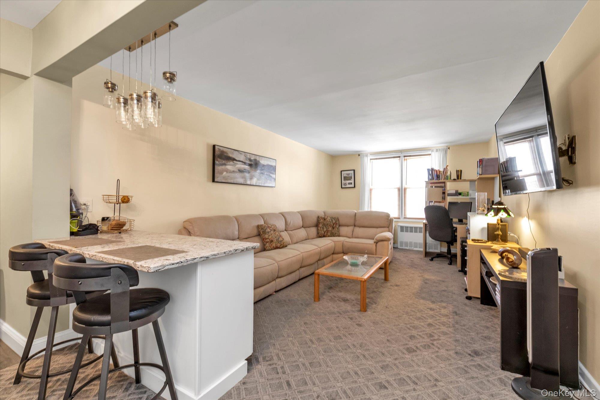 504 Merrick Road, Unit 3G Lynbrook, NY 11563 - Photo 3 of 19 Large Living Room, with Granite Island