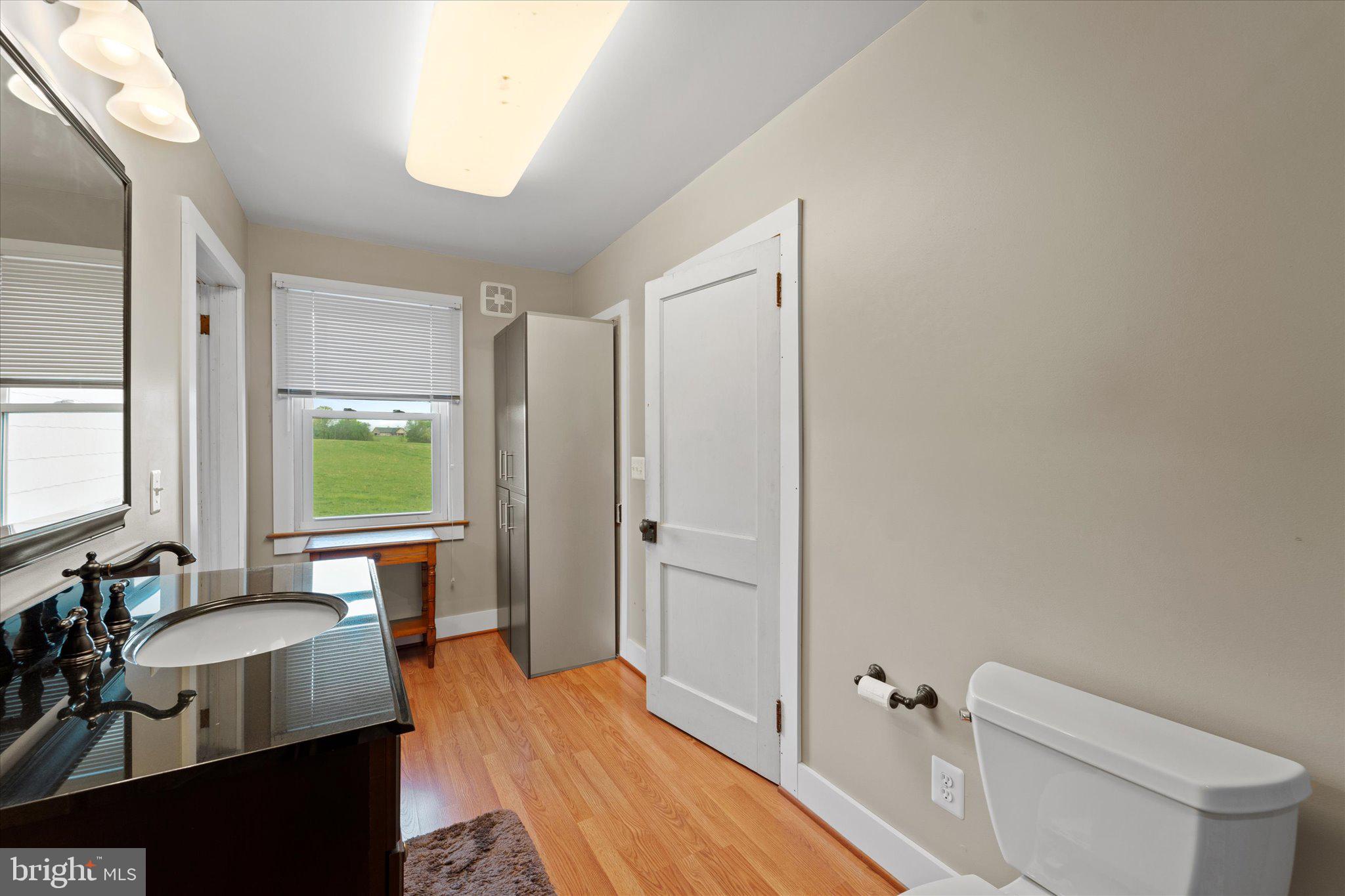 42880 Spinks Ferry Road Leesburg, VA 20176 - Photo 40 of 43 a spacious bathroom with a granite countertop sink a toilet a mirror and shower