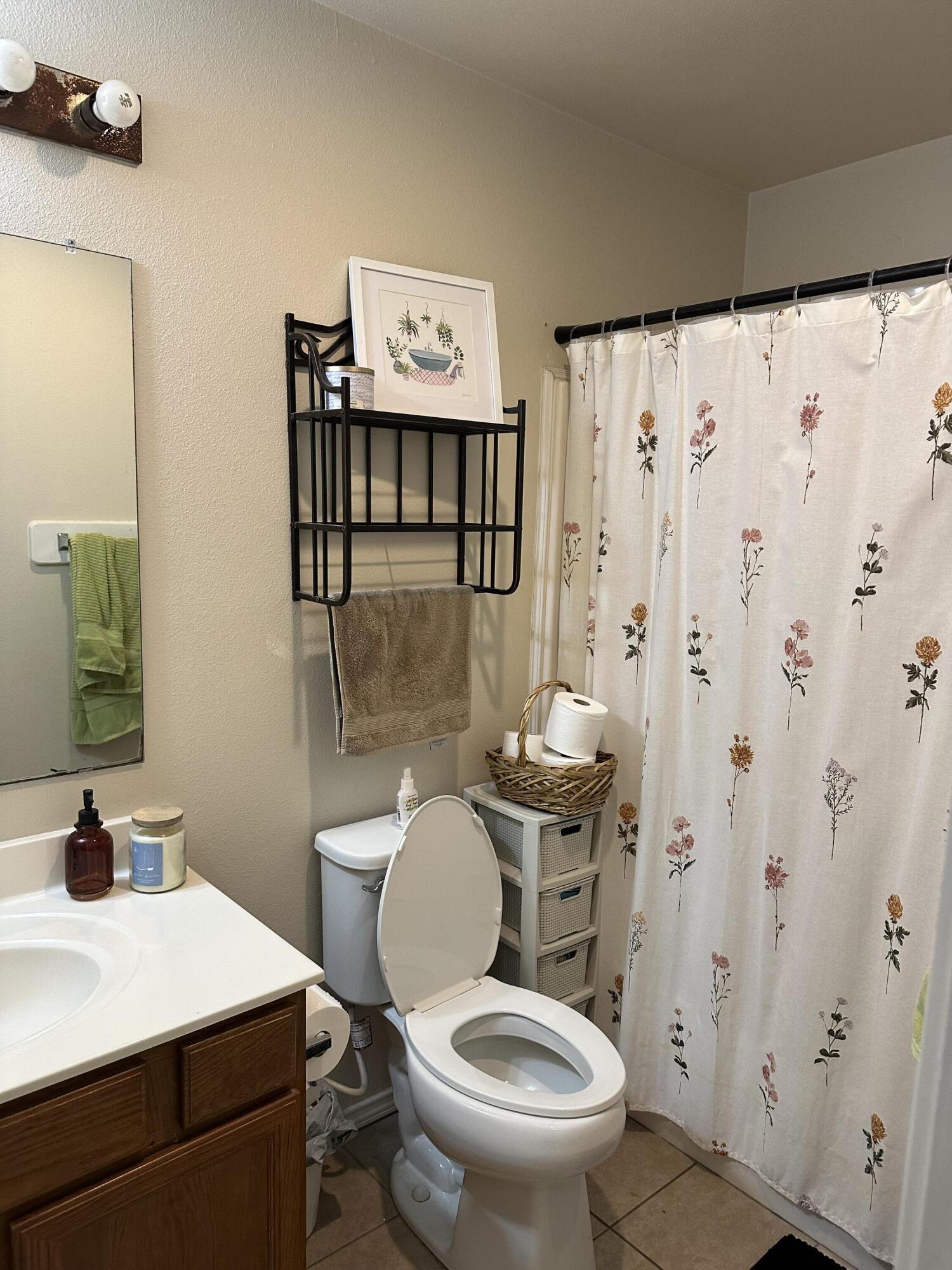 6514 85th Street Lubbock, TX 79424 - Photo 11 of 13 a bathroom with a toilet a sink and a mirror