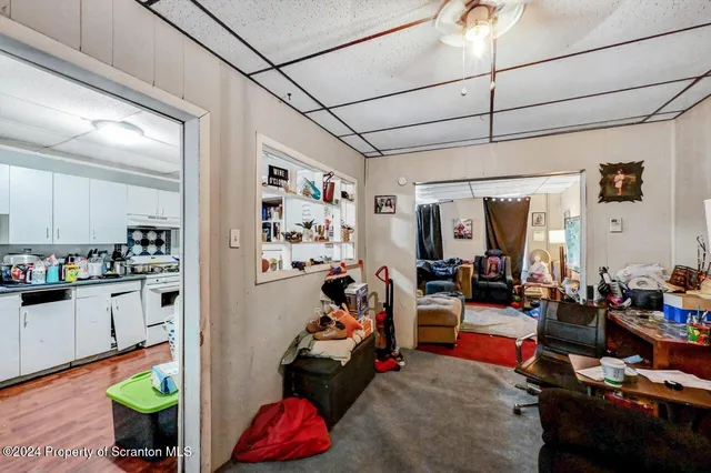 a view of a garage with stuff