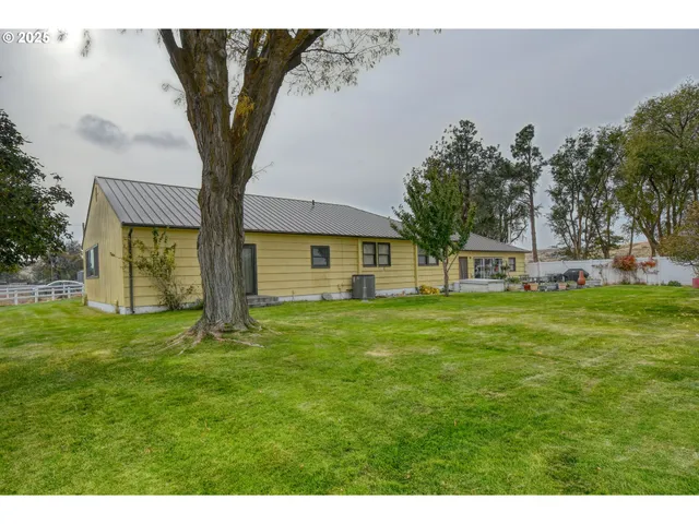 a view of a chairs and table in the garden