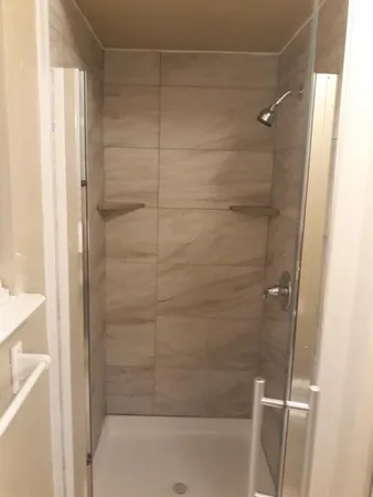 a bathroom with a shower