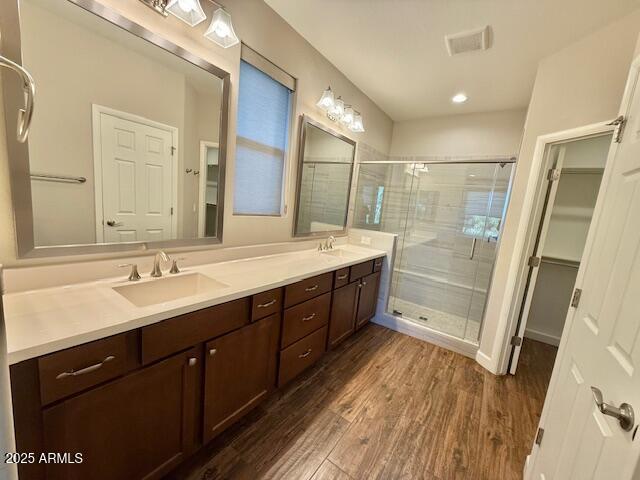 17259 East Woolsey Way Rio Verde, AZ 85263 - Photo 14 of 28 a bathroom with a double vanity sink and mirror with shower