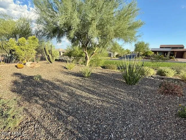 a view of a yard with an outdoor space