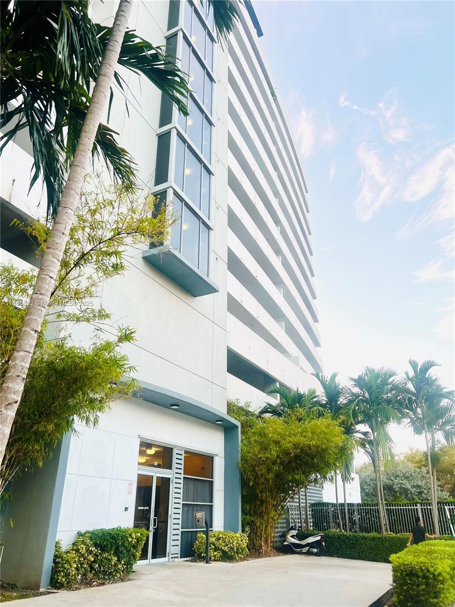 front view of a building with a street