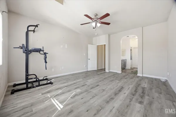 a view of a room with a gym equipment