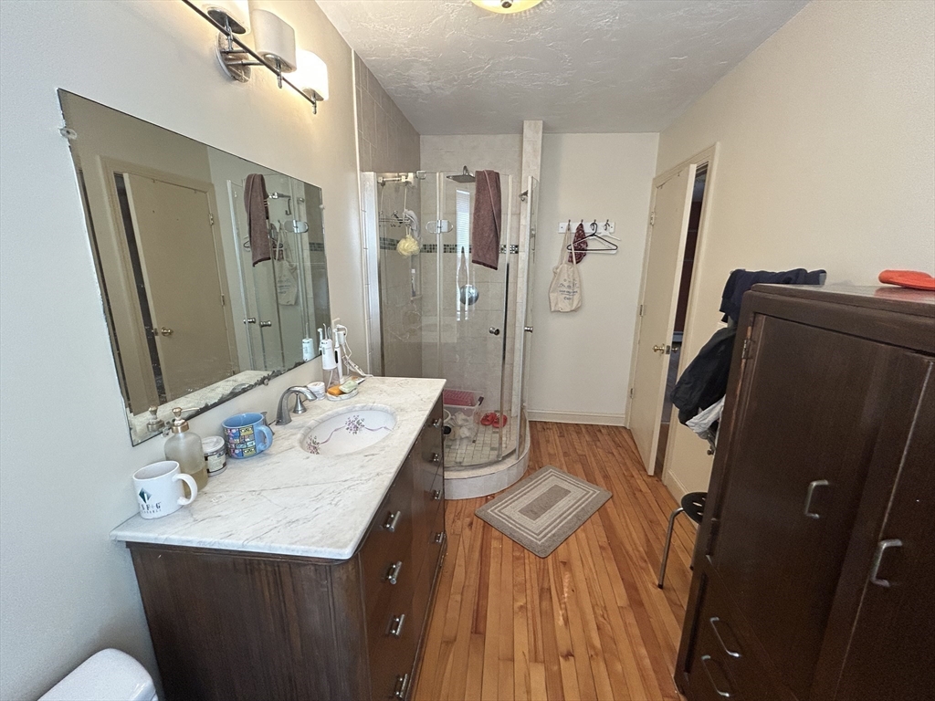 7 Wingate Street Shrewsbury, MA 01545 - Photo 6 of 21 a bathroom with a sink a toilet a mirror and shower
