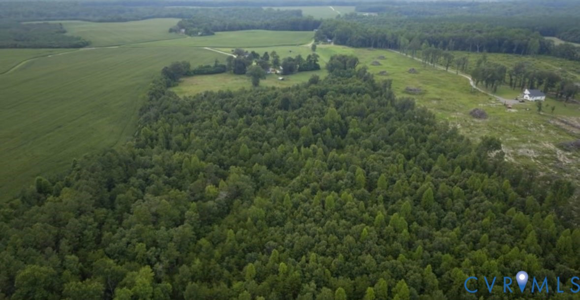Overview of rural landscape with a heavily wooded