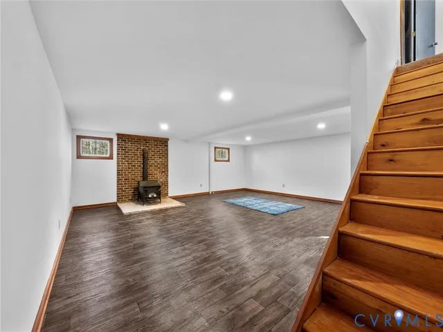 wooden floor with staircase