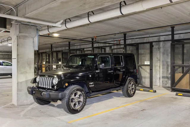 a car parked in a garage