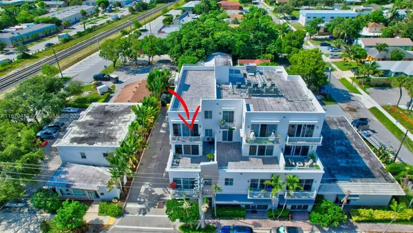 an aerial view of multiple houses