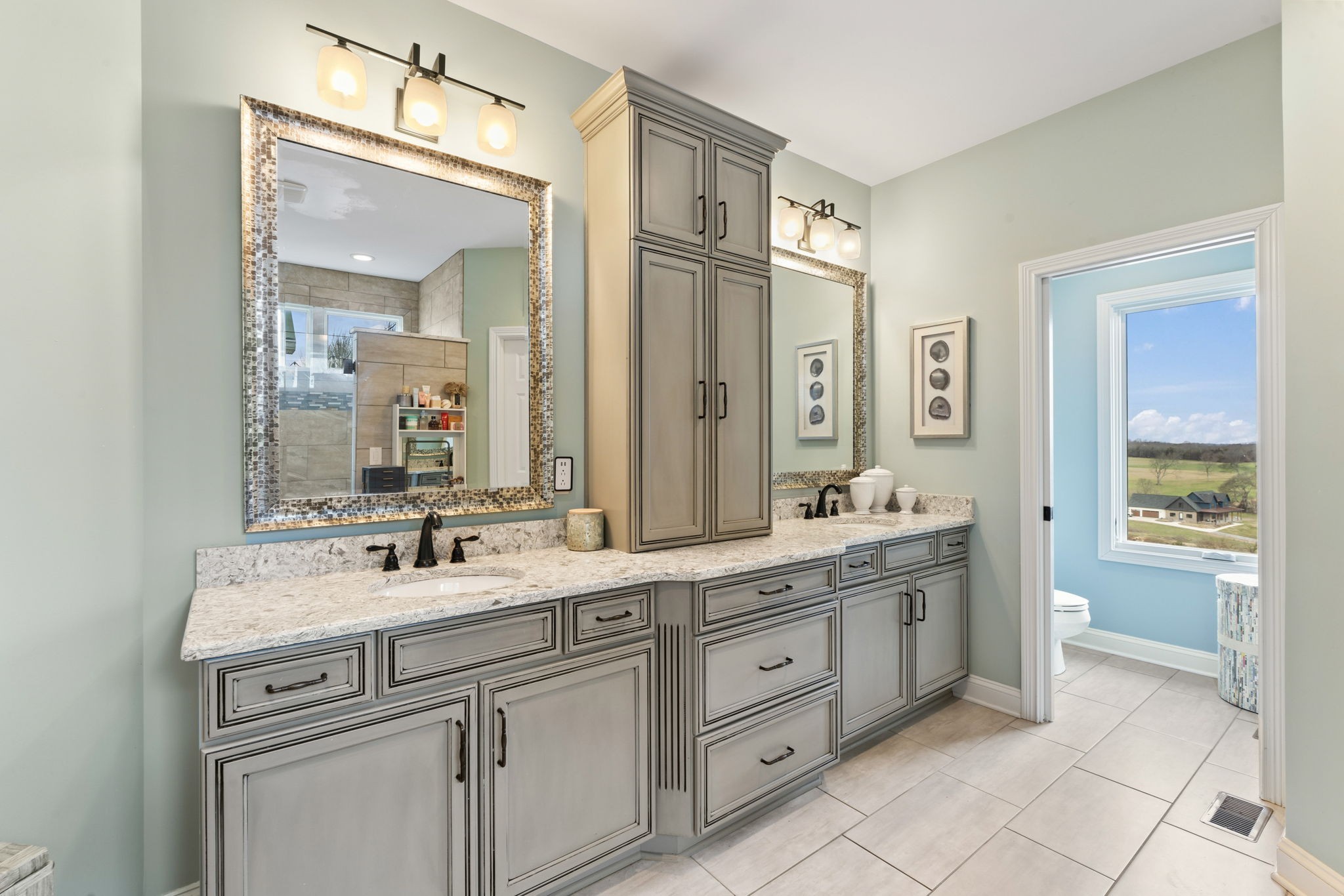 1180 Allisona Road Eagleville, TN 37060 - Photo 29 of 65 a bathroom with a sink vanity granite tub and a mirror