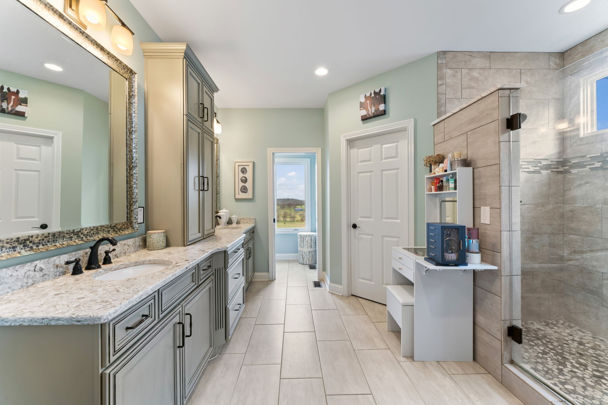 1180 Allisona Road Eagleville, TN 37060 - Photo 30 of 65 a spacious bathroom with a granite countertop sink a mirror and a shower
