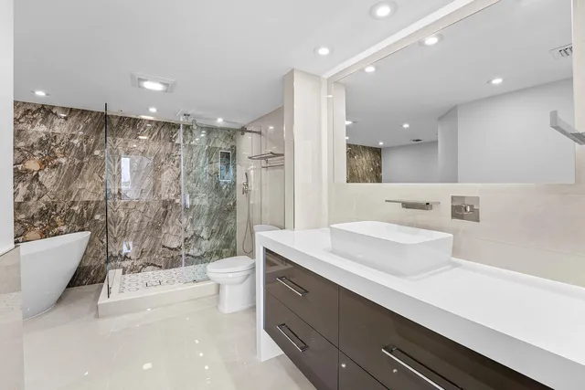 a view of a bathtub in a bathroom