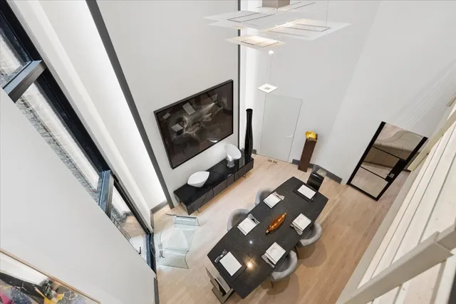 a room with lots of counter space and painting on the wall