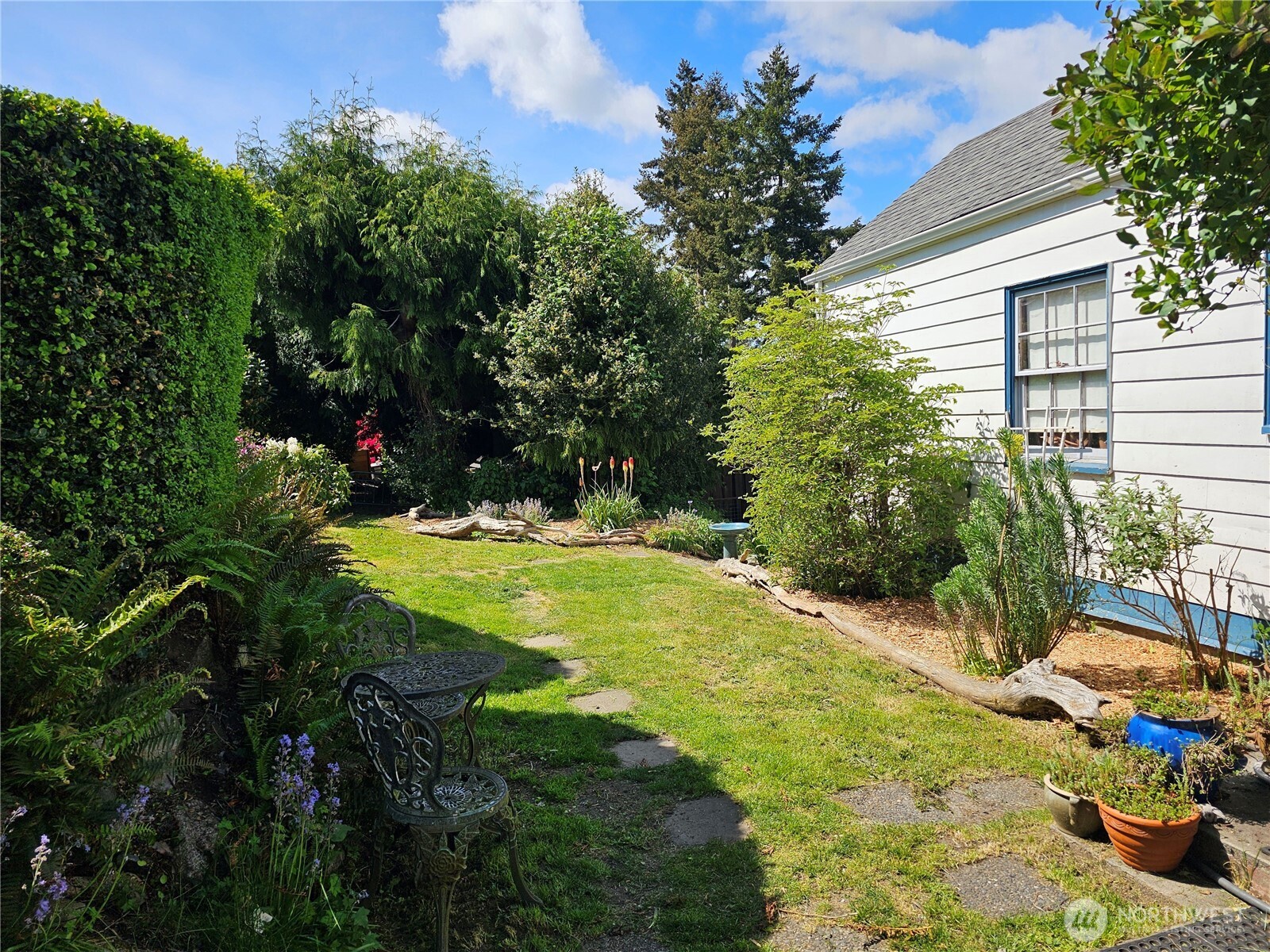 460 Harrison Street Friday Harbor, WA 98250 - Photo 8 of 31 a view of a backyard with plants and a patio