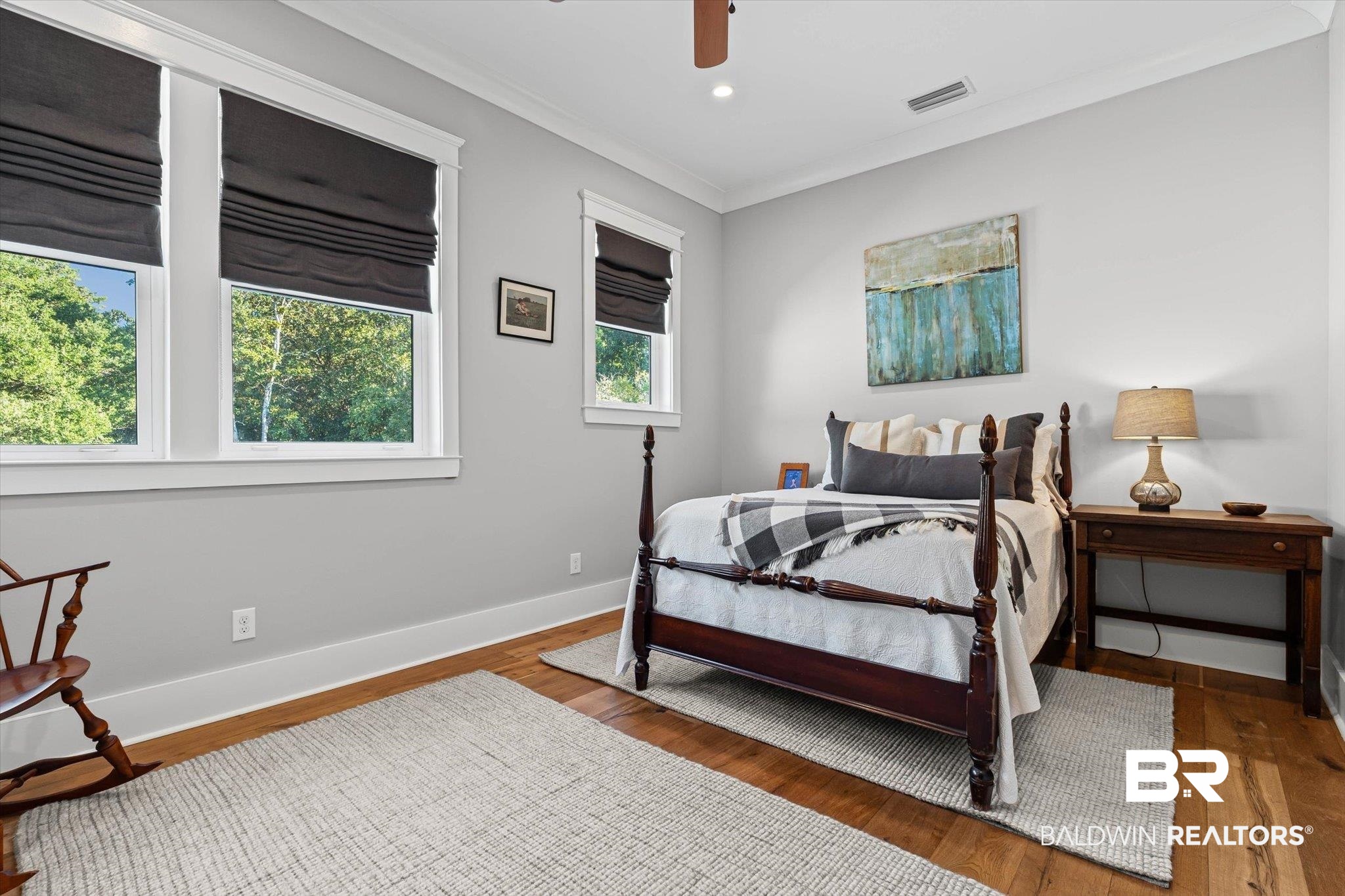 2415 Venetia Road Mobile, AL 36605 - Photo 24 of 50 Bedroom featuring wood finished floors, crown molding, a ceiling fan, and recessed lighting