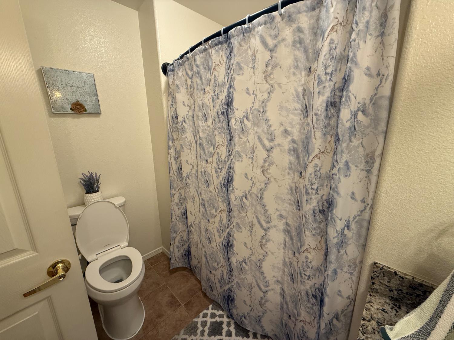 3124 Summer Lane Madera, CA 93637 - Photo 14 of 30 a bathroom with a toilet and a shower curtain