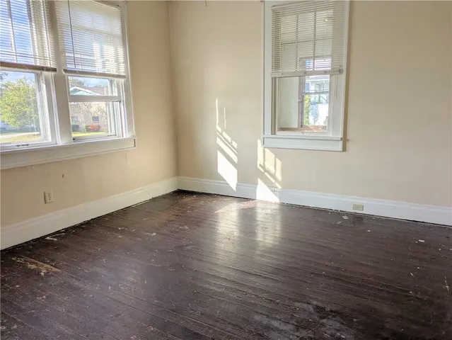 an empty room with a door