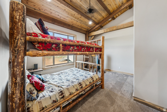 46997 West Thunder Road Fruitland, UT 84027 - Photo 11 of 49 Bedroom with wood ceiling and carpet flooring