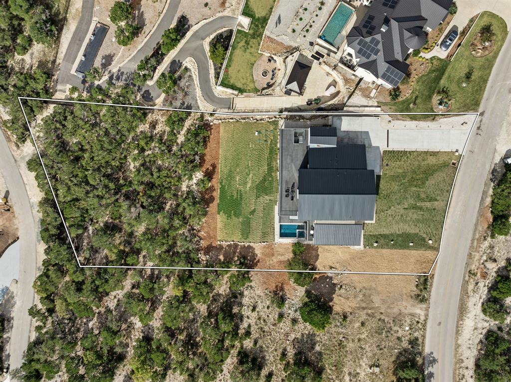 2714 Lakehurst Road Spicewood, TX 78669 - Photo 36 of 37 Aerial view of property's location with property boundaries highlighted and a pool area