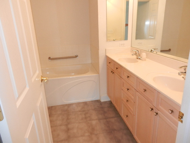 620 McHenry Road, Unit 303 Wheeling, IL 60090 - Photo 16 of 18 a bathroom with a double vanity sink a mirror and a bathtub