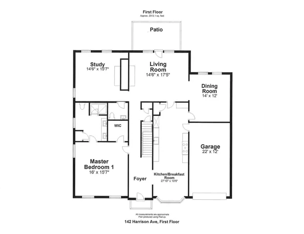 a picture of a park with an bench