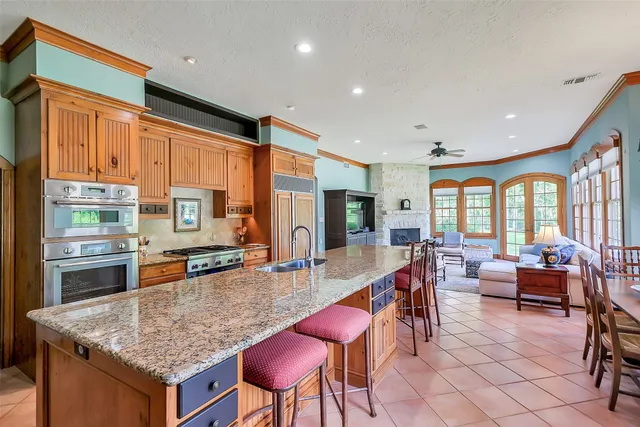 a large living room with a large window