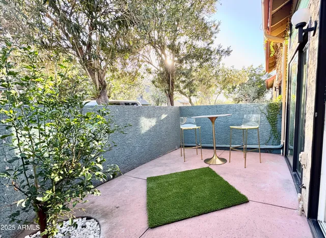 a view of a backyard with a garden