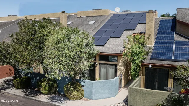 an aerial view of a house