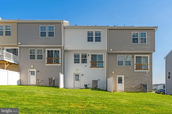 a view of a park with large trees
