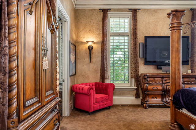 694 West Cephus Road Draper, UT 84020 - Photo 41 of 148 Textured walls complement the crown molding and wall sconce lighting