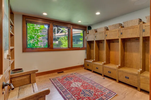 an empty room with windows