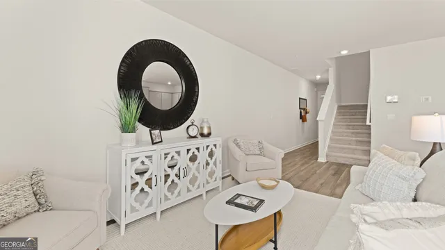 a living room with furniture