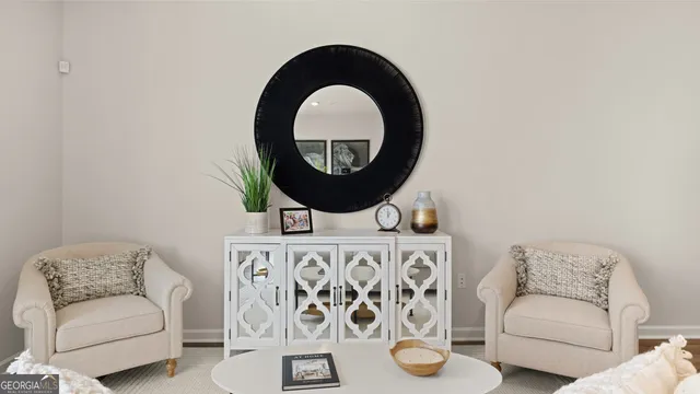 a living room with furniture