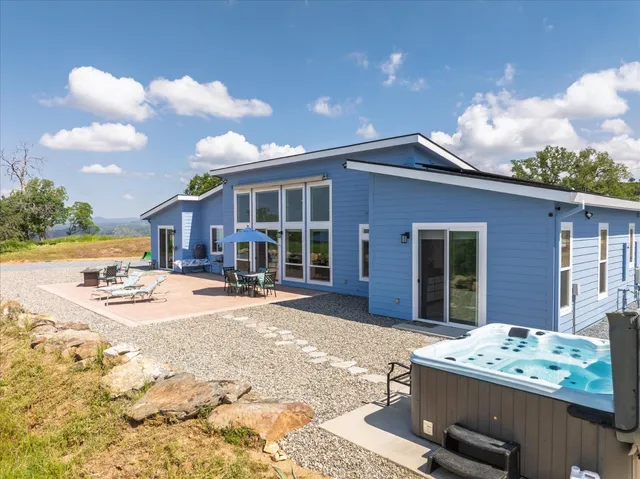 a view of a lake with a yard